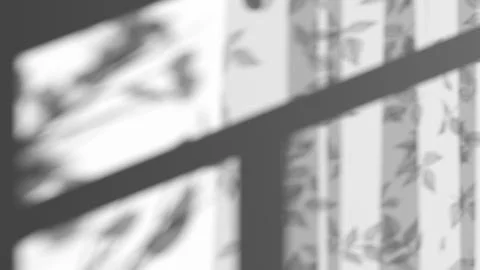 Gray shadow playing on curtain and foliage silhouette overlay Illustrazione stock