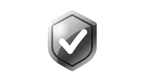A gray shield with a white check mark Stock Illustration