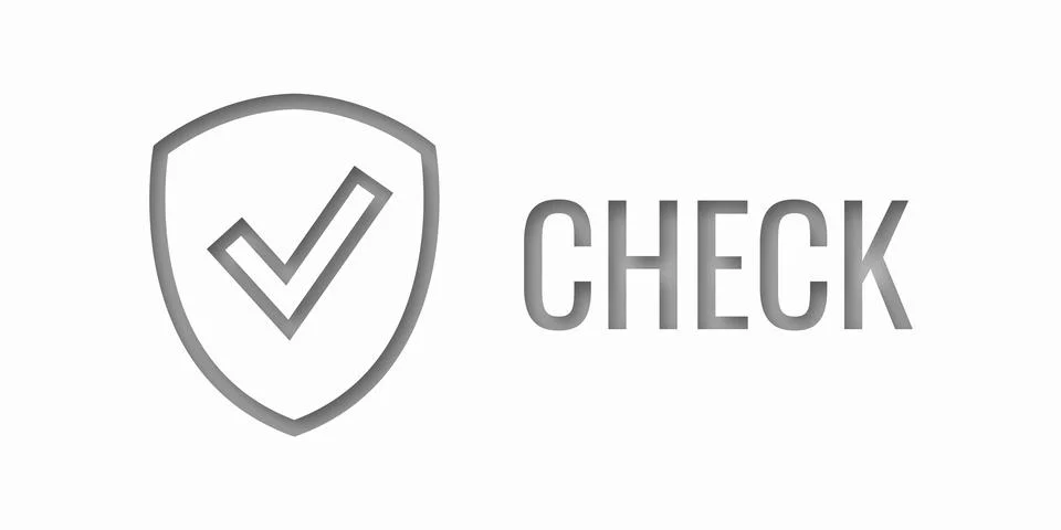 Gray shield with word CHECK. Safe information. Place for your text. Concept s Stock Illustration