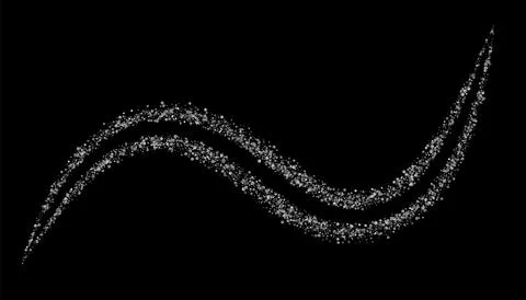 Gray shiny sand, confetti on a black background. Small silver particles of a  Stockillustratie