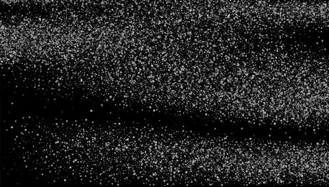 Gray shiny sand, confetti on a black background. Small silver particles of a  库存插图
