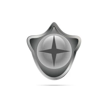 Gray shiny shield with a symbol Stock Illustration
