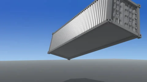 Gray shipping container landing on ground slow motion Stock Footage 158209101