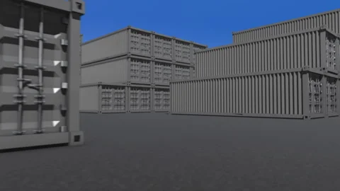 Gray shipping containers loop Stock Footage 155553246