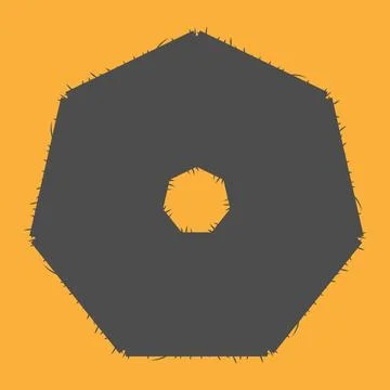 Gray silhouette on a  heptagon. 스톡 일러스트