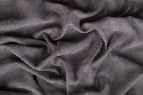 Gray silk sheet, crumpled bedspread texture Stock Photos