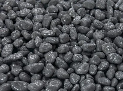 Gray silver pebbles topview Foto stock