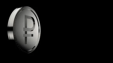 Gray silver ruble coin Isolated with black background. 3d render isolated ill 스톡 일러스트