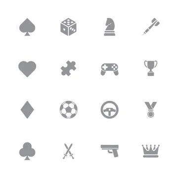 Gray simple flat game icon set Stock Illustration