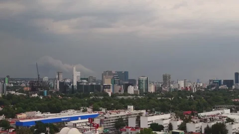 Gray skies and electrical activity over southern Mexico City Stock Footage 346212895
