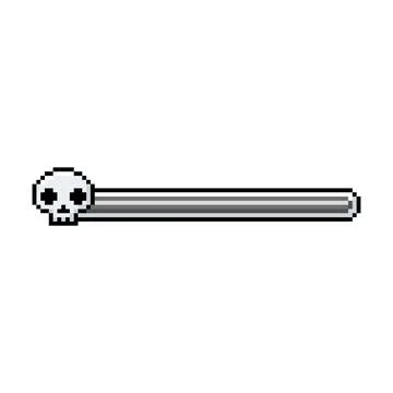 Gray skull pixel game indicator. Loading bar. 8 bit. Stock Illustration