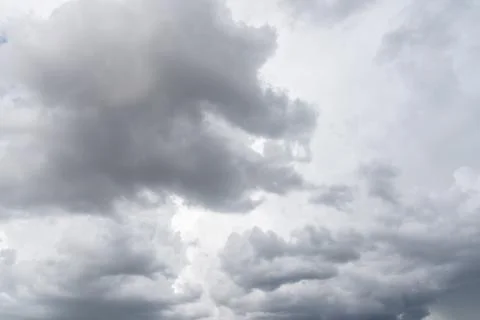 Gray sky covered by cloudy dense clouds Stock Photos