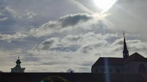 Gray sky white clouds background nature air atmosphere weather autumn Stock Photos