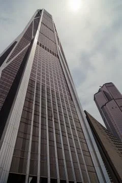 Gray skyscraper bottom view Stock Photos