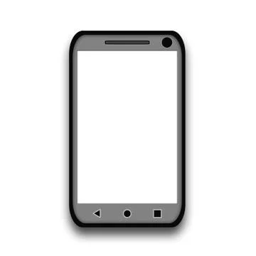 Gray smartphone with white screen isolated on white background. Stock Illustration
