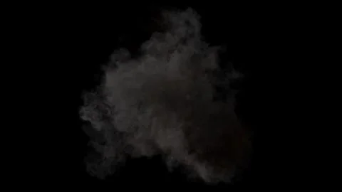 Gray smoke after an explosion on a black background Stock Illustration