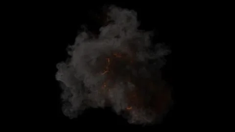Gray smoke after an explosion on a black background Stock Illustration