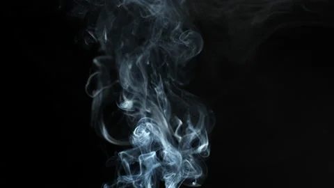 Gray Smoke On Black Background Jet Rises Up. Smoke Dissipates. Vidéo 138238103