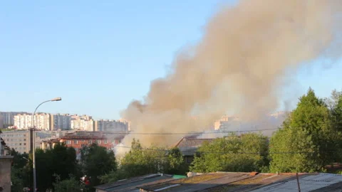 Gray smoke in the blue sky Stock Footage 93047516