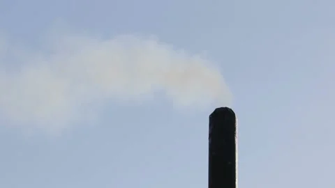 The gray smoke comes from the black pipe. Atmospheric pollution. Environmental Stock Footage 91514185