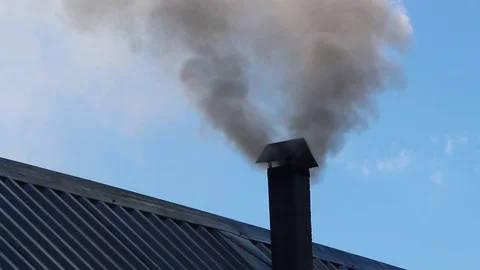 Gray smoke comes from the pipe Stock Footage 77402558