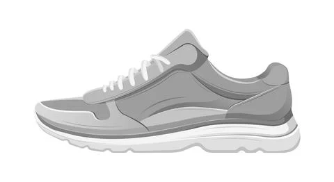 Gray Sneaker Running Shoes Vector Isolated Vector Stock Illustration