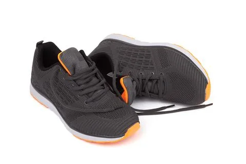 Gray sneakers isolated Stock Photos