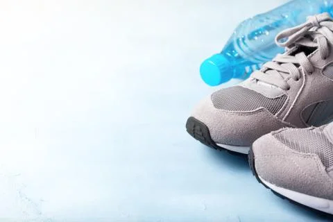 Gray sneakers Stock Photos