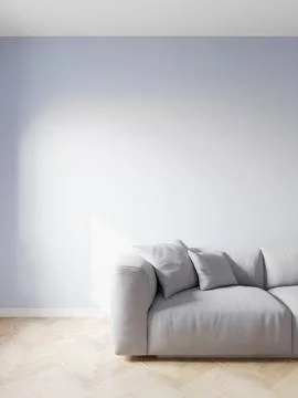 Gray sofa in the interior, with free space on the wall. 3d rendering 스톡 일러스트