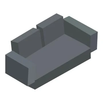 Gray sofa isolated on white background. Vector Stock Illustration