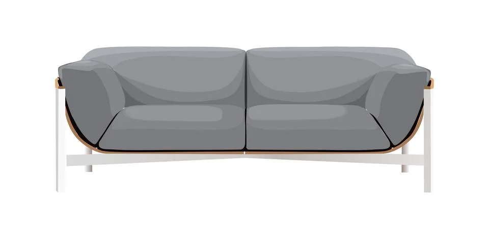 Gray sofa vector realistic illustration on white. Stock Illustration