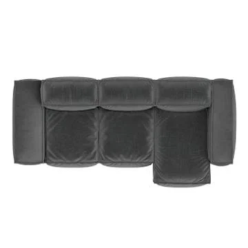 Gray soft sofa made of fabric on an isolated background. Top view. 3d rendering Stock Illustration