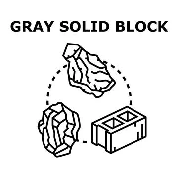 Gray solid block concept representing building materials Stock Illustration