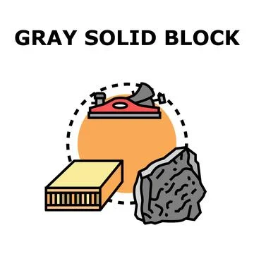 Gray solid block material processing and construction concept Stock Illustration