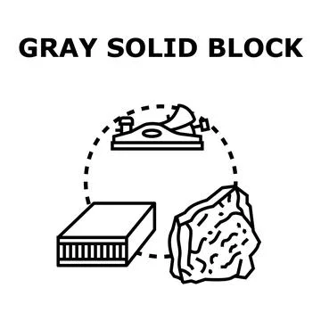 Gray solid block material processing and construction concept Stock Illustration