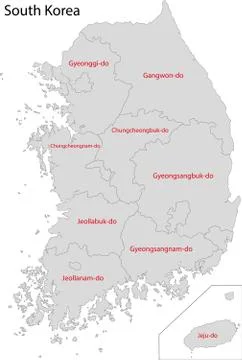 Gray South Korea map Stock Illustration