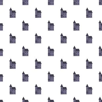 Gray spooky haunted house pattern halloween background Illustrazione stock
