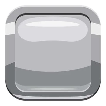 Gray square button icon, cartoon style Illustrazione stock