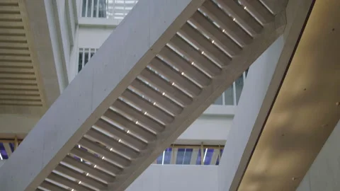 Gray staircase pan down slow - Winterthur, Switzerland - Graded 動画素材 241800936