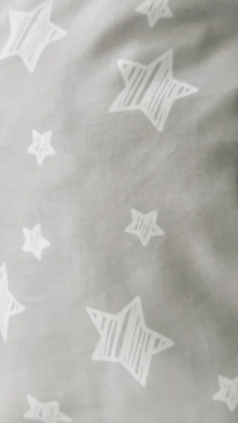 Gray Star Print Fabric Close Up Soft Textile Background Stock Footage 346263508