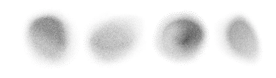 Gray stipple circle blobs blurred gradient noise gradation, abstract gritty Stock Illustration