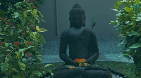 Gray stone buddha statue. Stock Footage 53250109