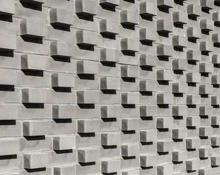 Gray stone cement, brick effect, wall texture, architecture details Foto stock