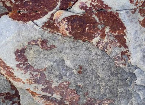 Gray stone I dark traces of rust Stock Photos