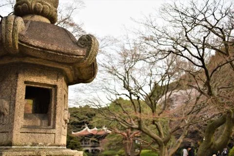 A gray stone lantern Foto stock