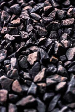 Gray stone pebbles as abstract background texture, landscape architecture bac Stock Photos