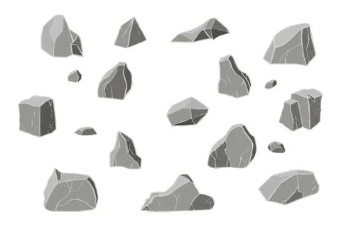 Gray stone set. Stock Illustration