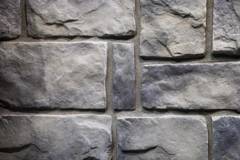 Gray Stone Veneer Wall Texture - Close-Up of Natural Masonry Surface Stock Photos