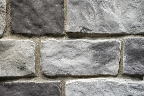 Gray Stone Veneer Wall Texture - Close-Up of Rustic Masonry Surface Stock Photos
