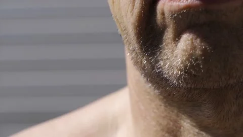 Gray stubble on a man's chin. Stock Footage 159889238